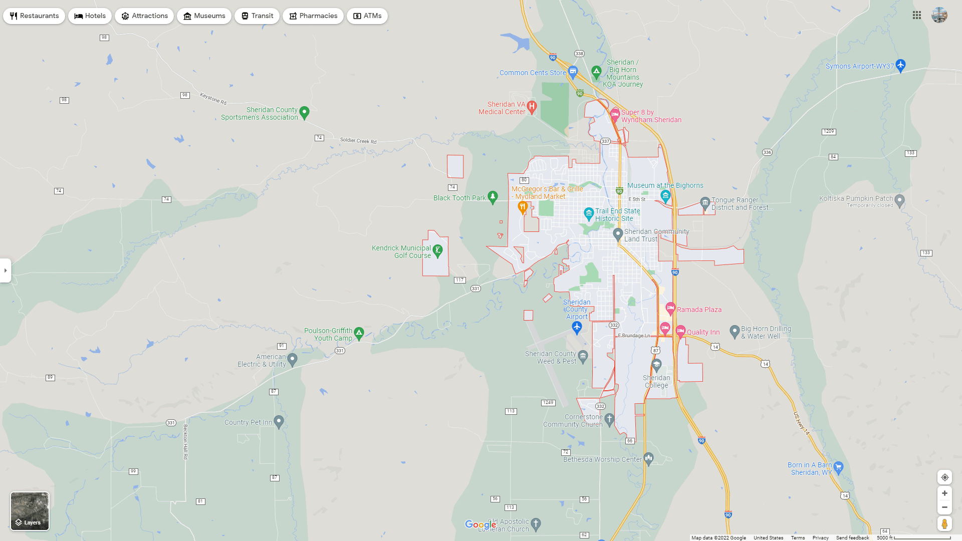 Sheridan Wyoming Map